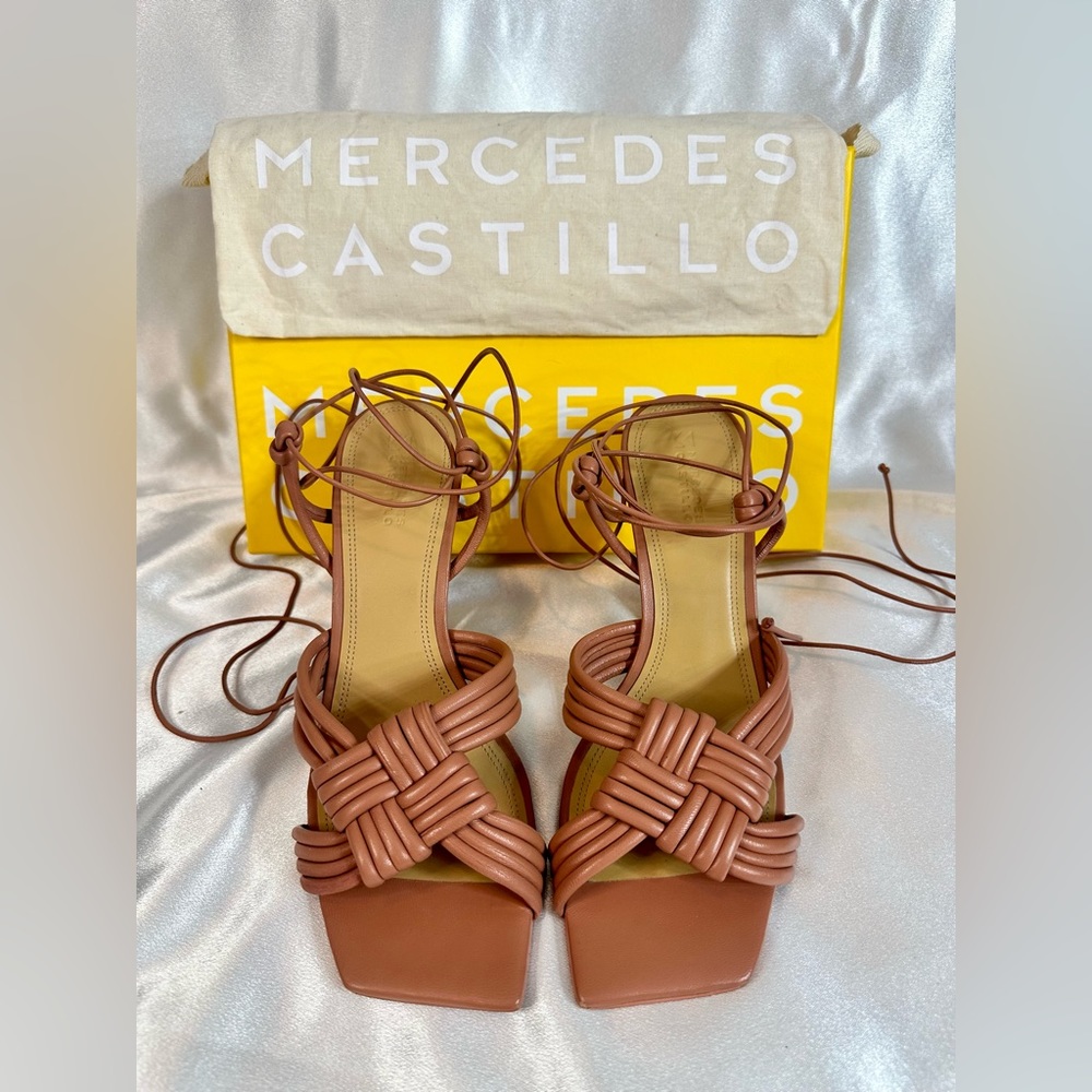 Mercedes Castillo Tamara Ankle Tie Leather Sandals Rosebud, Size 9/39, Perfect🔥